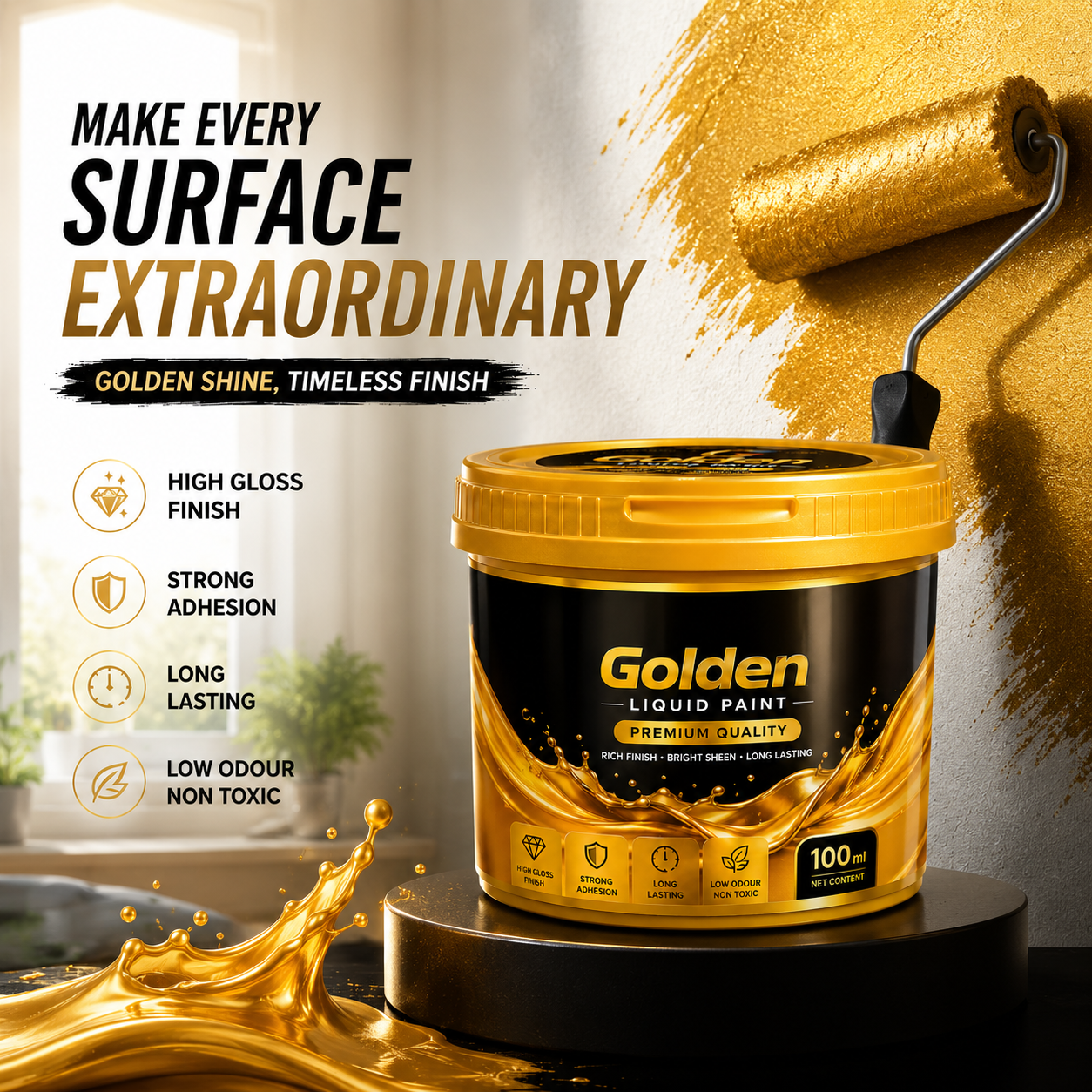 Golden Liquid Paint Tub