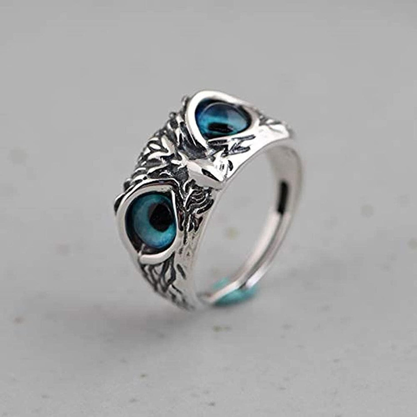 Blue Aura Owl Ring