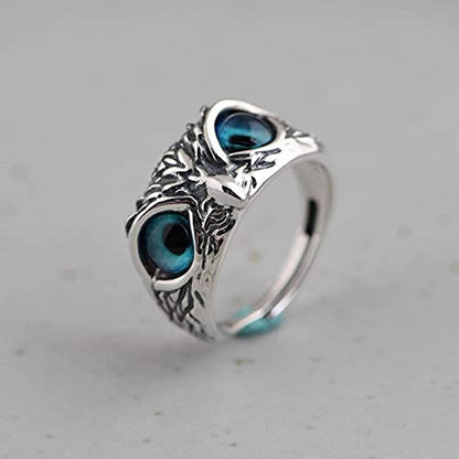Blue Aura Owl Ring