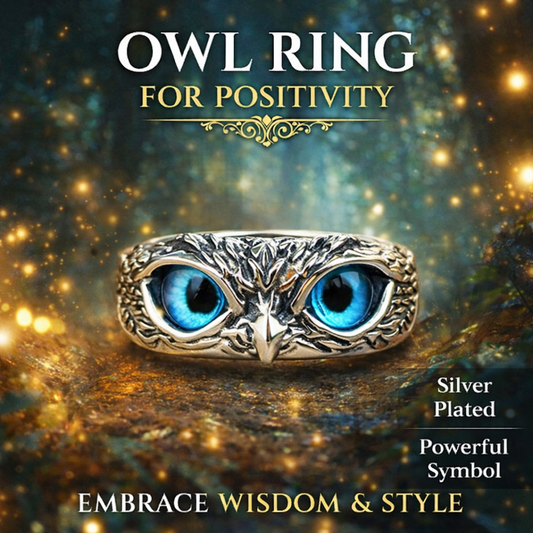 Blue Aura Owl Ring